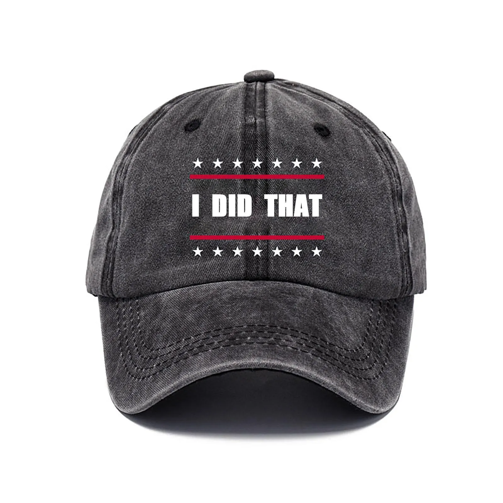 I DID THAT Printed Washed Baseball Cap Party Hats Dome Sun Cotton Hat With Adjustable Strap