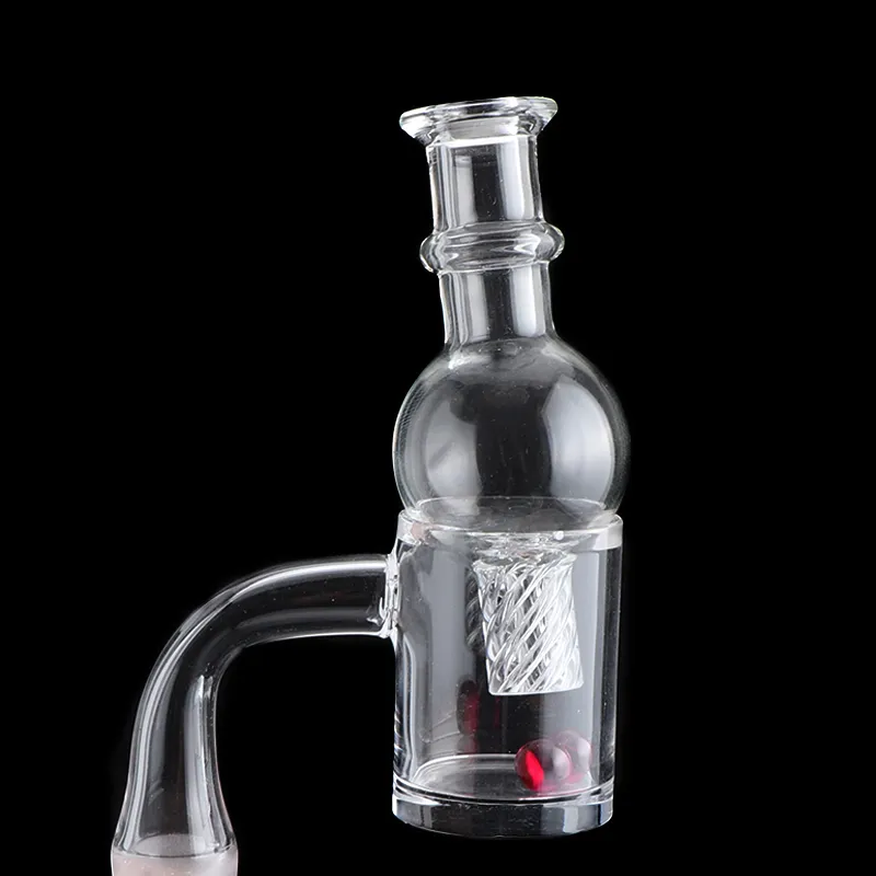 Afgeschuinde rand Clear Bottom Smoke Quartz Banger Nagels met draaiende koolhydraten mannelijke vrouwelijke gewrichten passen voor glazen waterbongs