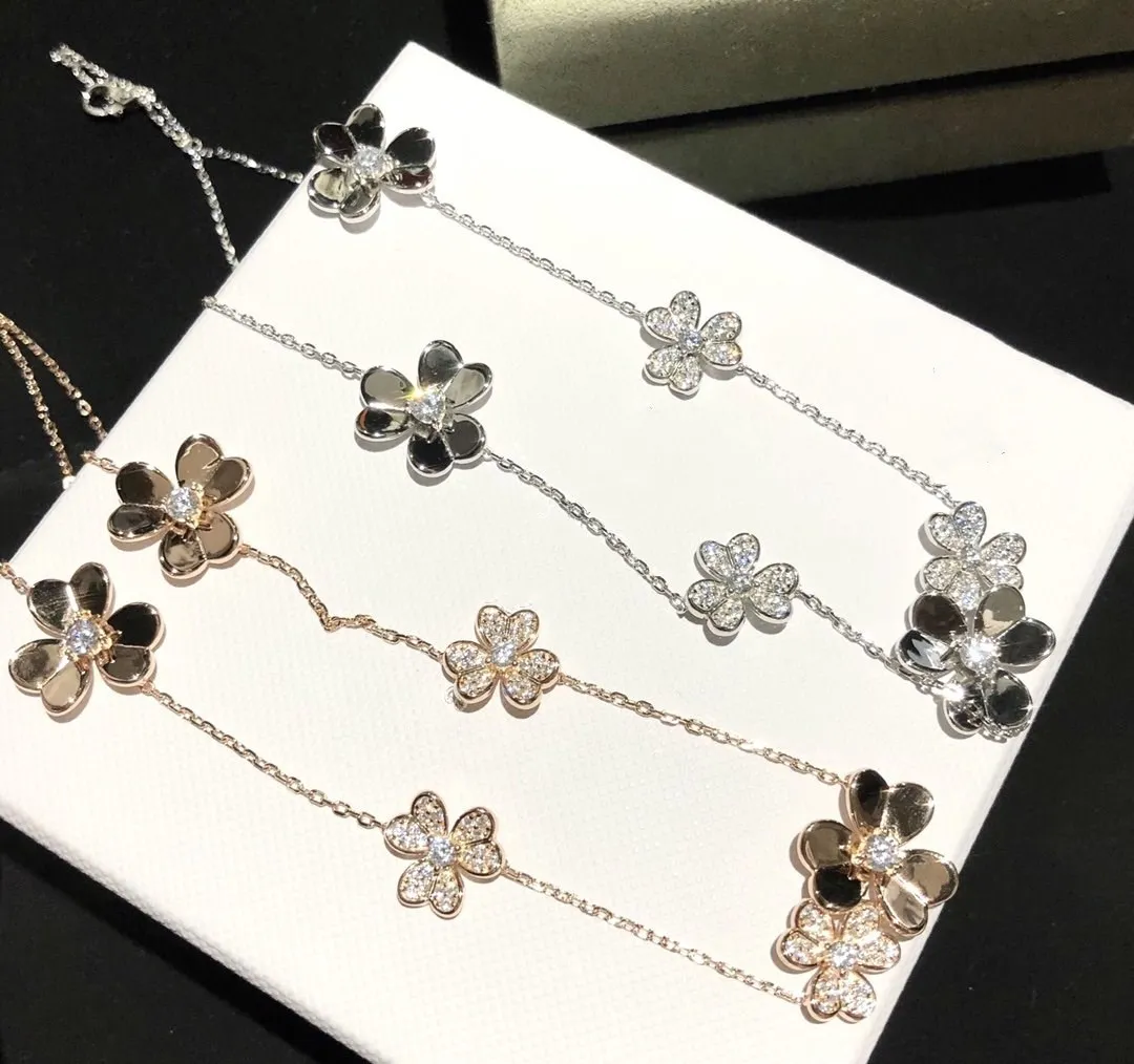High quality Necklace 925 sterling silver inlaid with high carbon diamond tridimensional clover Butterfly brand Necklace Gift Necklace yy608