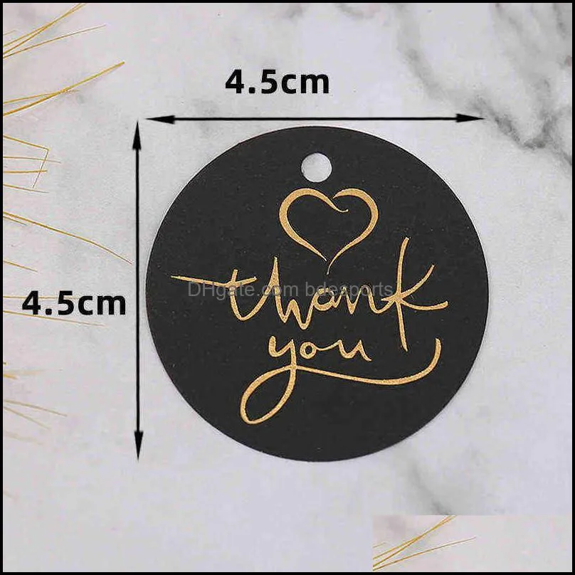 100pcs 4.5cm Round Tags Thank You Gift Hang Tag Black White Paper Cards DIY Candy Cookie Candle Bags Handmade Labels Decoraiton Y1230