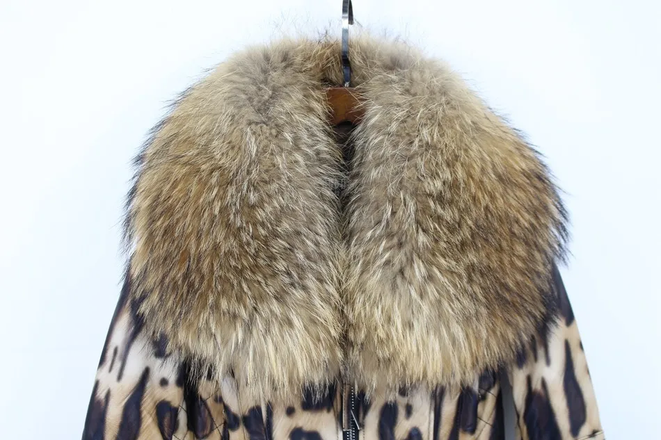 natural sheep leather jacket big fur collar leopard color (4)