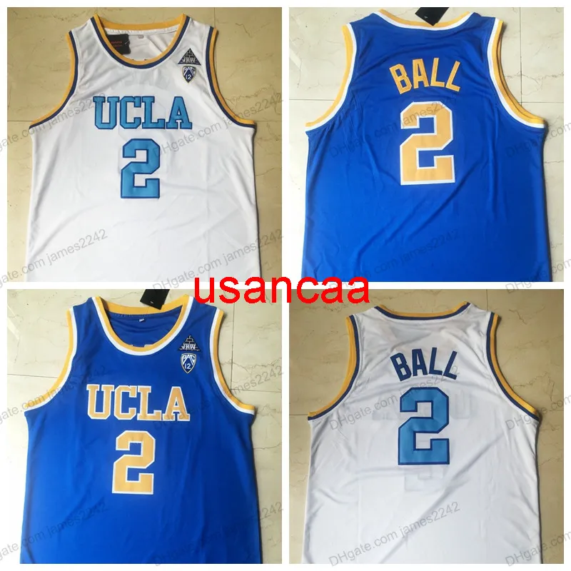 UCLA Bruins Lonzo Ball #2 College College Collubball Jersey Men Men Mensed White Blue Size S-XXL Jerseys