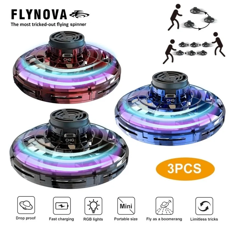 Flynova RC Mini Drone UFO RC Quadcopter Fingertip Upgrade Flight Gyro Flyin Spinner Decompression RC Toys Gift For Kids New LJ201210