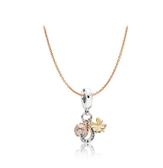 Hoge kwaliteit S925 sterling zilveren vrouwen ontwerpers rose gouden hanger ketting ketting sieraden