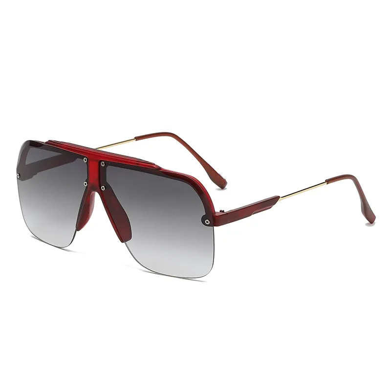 Lyxig solglasögon för män semi-rimless vintage solglasögon UV-skydd Klassisk kvinna som körglasögon
