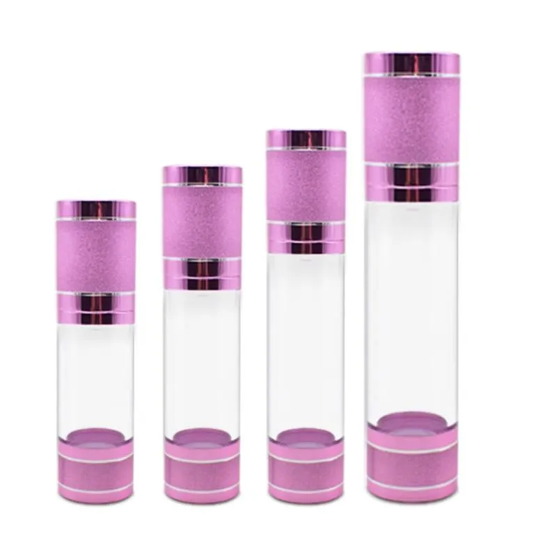 2022 Gold Pink Cosmetic Airless Bottle 15ml 30ml 50ml Refillable Pump Dispenser Bottles For Lotion Cosmetics Container