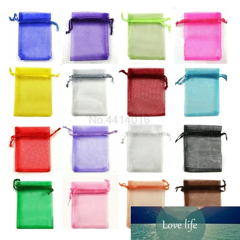 50pcs 7x9 9x12 11x16 13x18 17x23 15x20cm Organza Bags Jewelry Pouches Wedding Part Decoration Drawable Bag Gift Packaging 77