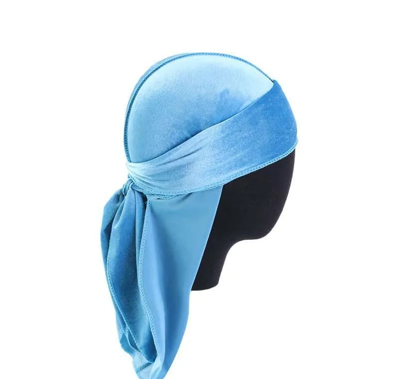 14 style unisex velvet durags bandana turban hat pirate caps wigs doo durag biker headwear headband pirate hat hair accessories da652