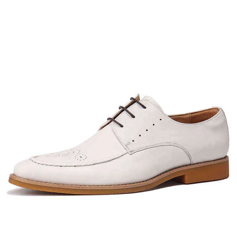 Zapatos De Vestir Negocios Piel Verdadera Primavera/Otoño Hombre Oxford Formal Tallas Grandes Casual Retro Negro Vino Tinto 2022 Blanco Hecho A Mano 220223