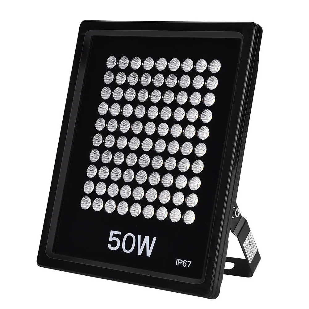 الأضواء الخارجية الأضواء LED LED الأسود 50 واط فيضان مستطيلة في الولايات المتحدة الأمريكية الأسهم 110 فولت بارد دافئ أبيض عالي الجودة مصباح LED