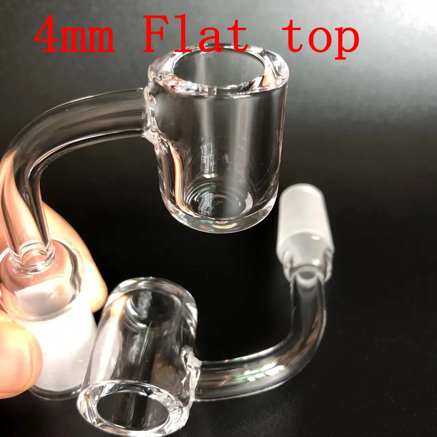 4mm Thick Flat top Quartz Banger domeless quartz nail 10mm 14mm 18mm male female 45/90 Degrees 100% real Quartz Banger Nails Free shipping