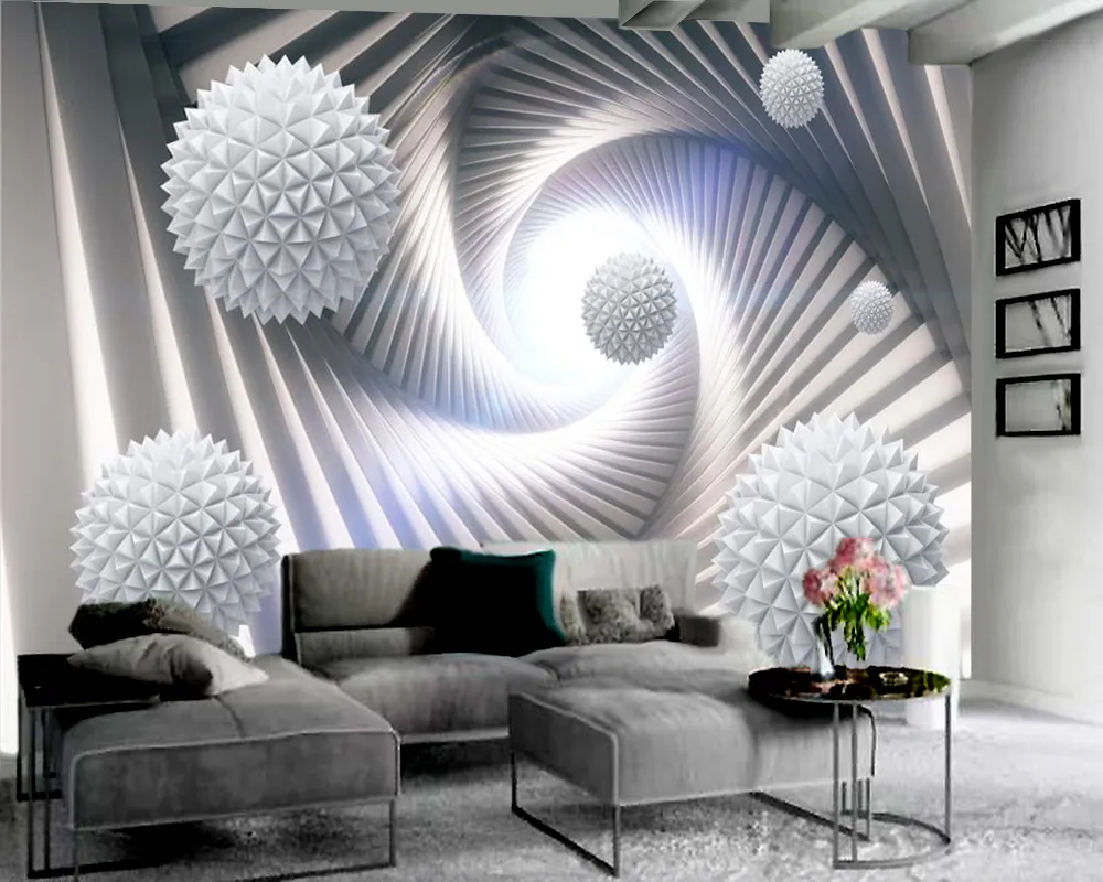 Modern wallpaper 3d flutuador bola expandiu espaço wallpapers tv indoor decoração parede pintura mural