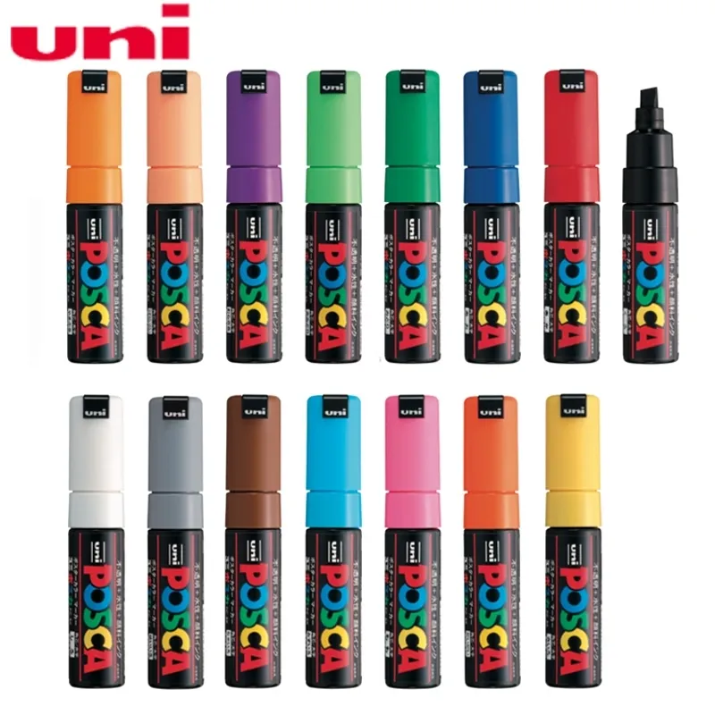 1 шт. UNI POSCA PAPCARE MARINGER PEN-BEAT TIP-8MM PC-8K 15 Цветов для рисования живописи Y200709