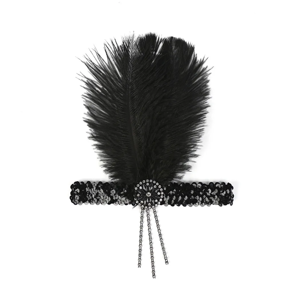 Diademas Elásticas Para Mujer Con Plumas De Año 20, Diadema Para Mujer Con Plumas De Ano 20 Diadema Para De Iglesia De Cristal 2 Colores Fernando Diademas Flapper Vintage
