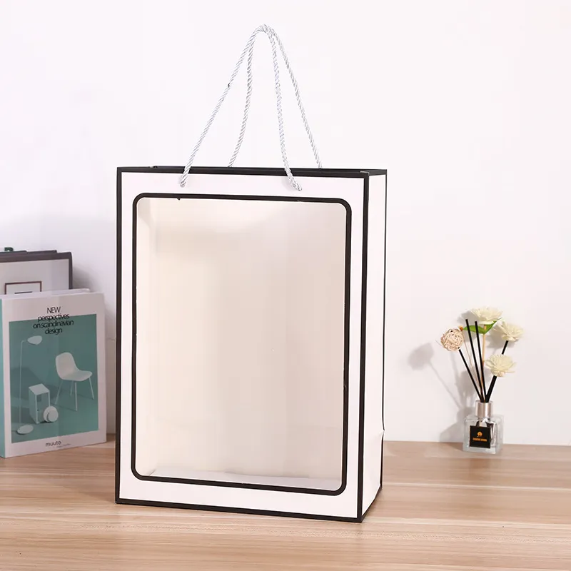 PVC Transparent Ivory Board Väskor Pappersmaterial Blommor Väska Väska Plush Doll Kläder Wraps Sacks Hot Selling 2 85xm2 L1
