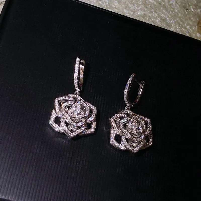 Goujon femme bijoux Rose boucles d'oreilles haute qualité 925 fleur en argent pour les femmes amour cadeau 1