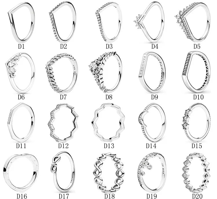 고품질 100% 925 스털링 실버 맞는 판도라 반지 다각형 별과 달 크라운 커플 반지 보석 약혼 연인 여성을위한 패션 결혼 반지