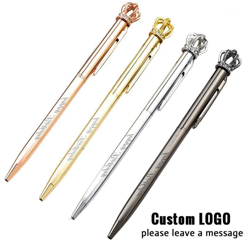 Ballpoint Pens Cute Crown Metal индивидуальный логотип Гель ручка творческий день рождения подарки с коробкой школьный офис писать расходные материалы