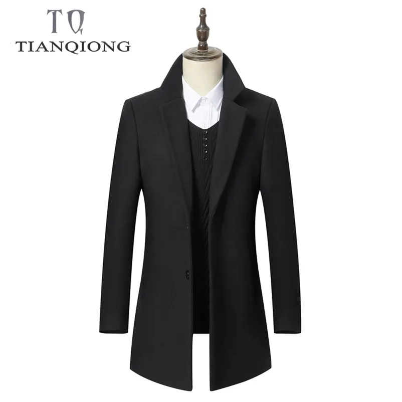 Brand New Autunno Inverno uomo lungo tratto cappotto di lana Business Casual stile classico Slim Fit giacca di lana maschile vestiti di marca 201222