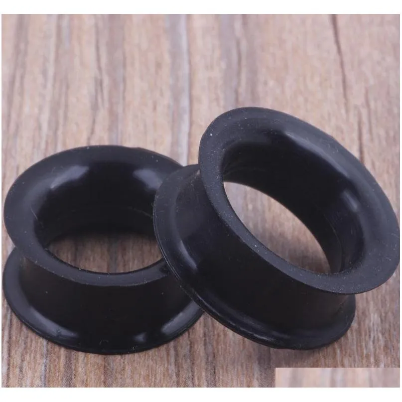 mix 4-25mm silicone double flare silicone flesh tunnel ear plug 96pcs black color body jewelry