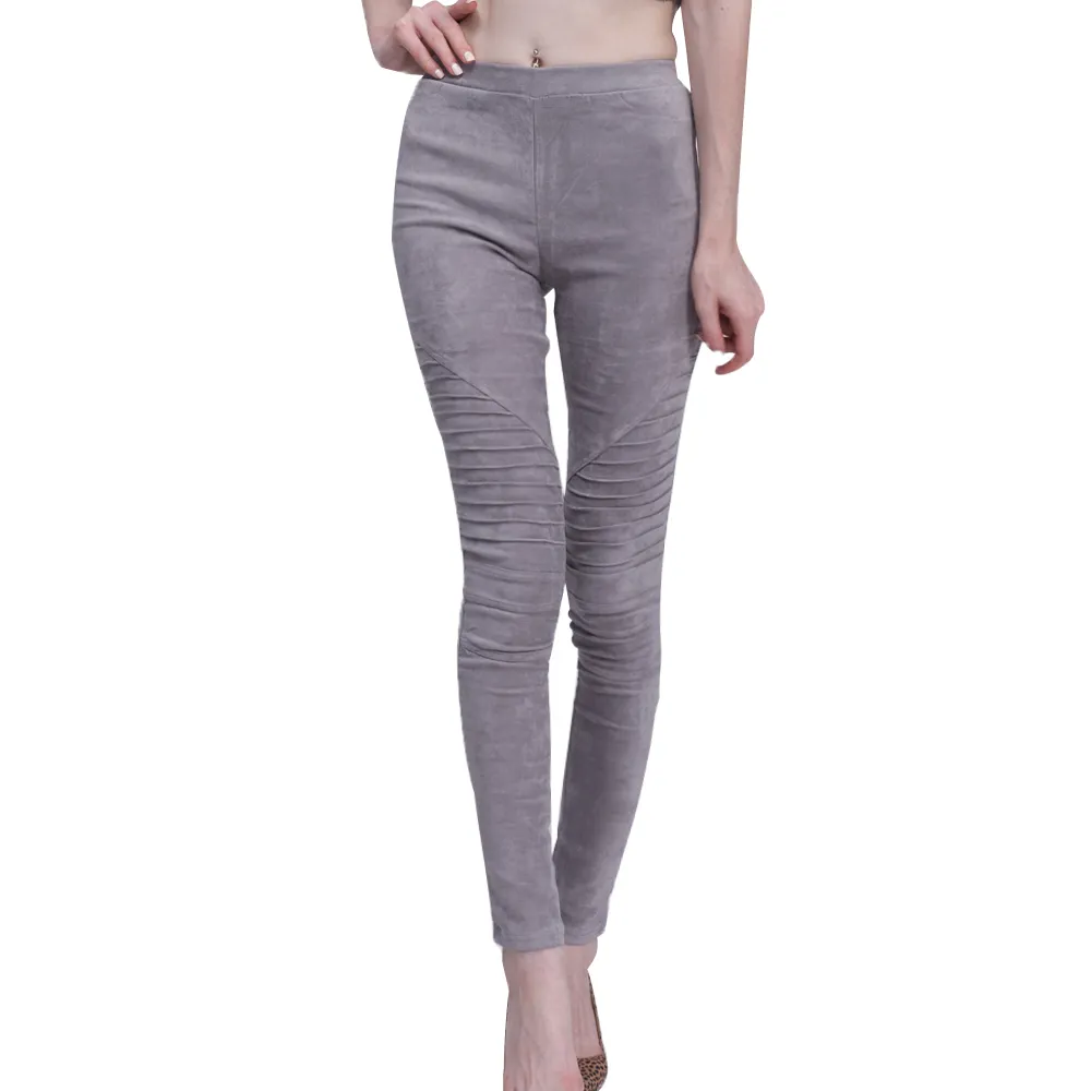 Grey High Waisted Suede Leggings Seven7 Womens M Gray Faux Suede