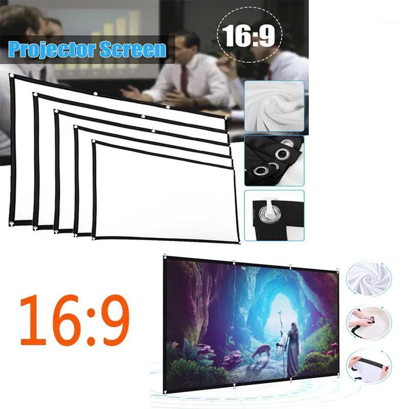 New Projector Screen Portable,60/72/84/100/120/150 Inch 16:9,Polyester Outdoor 3D Movie Screen For Travel Home Theater Projektor1