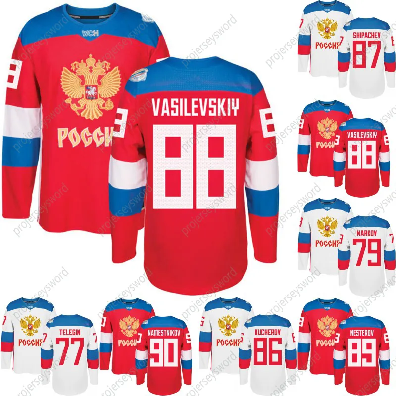 2016 VM Team Ryssland Hockey Jerseys WCH 90 namestnikov 89 Nesterov 88 Vasilevkskiy 87 Shipachev 86 Kucherov 79 Markov 77 Telegin