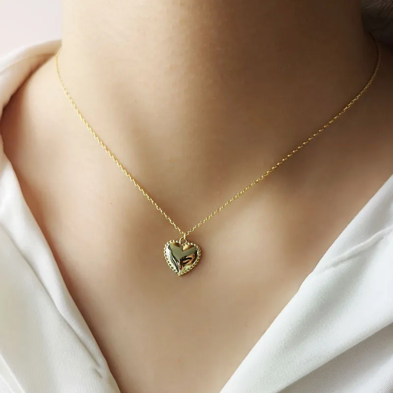 Silvology Collana con cuore lucido in argento sterling 925 Collana con pendente minimalista avanzata per le donne Regalo di gioielli alla moda 2019 Q0531