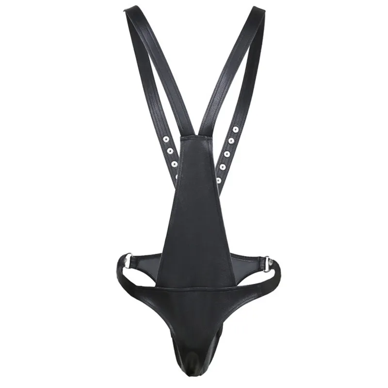 Fetish Mannen Lederen Bondage Sissy Broek BDSM Body Harness Open Crotch Jumpsuits Pool Dance Crotchless voor volwassen homoseksuele seks