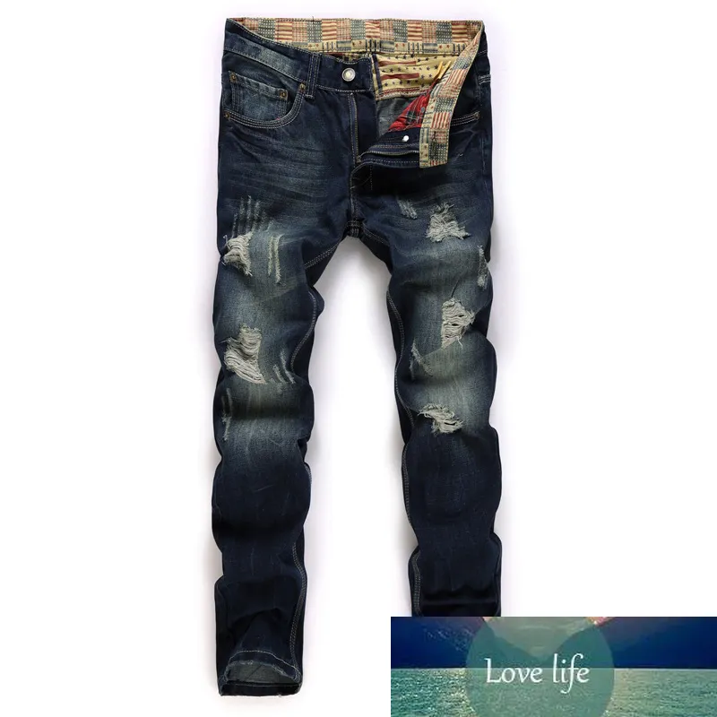 Compra Pantalones De Mezclilla Azul Oscuro Manos De Moda Hombres De Algodón  Rompe De Algodón Diseñador De Holendos Jeans De Pierna Recta Lavado Retro  De Alta Calidad Para Hombre Barato | Entrega