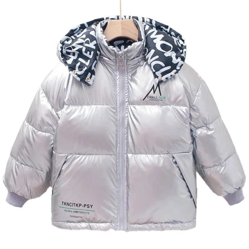 Veste rembourrée en coton pour enfants d'hiver Costume nouveaux garçons et filles visage brillant épaississement double face coton rembourré duvet pour enfants 201102