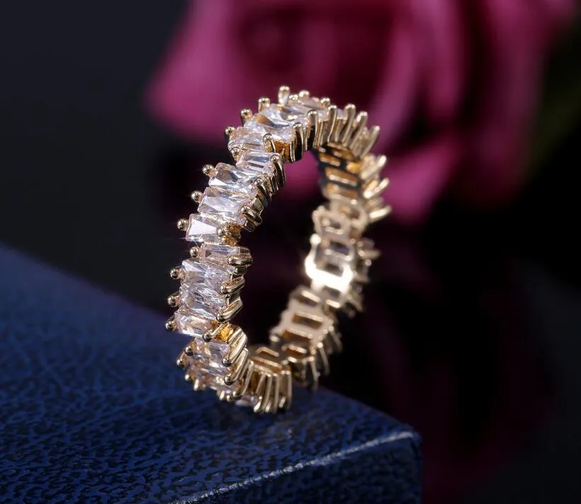Moda zircone cz anello nuziale irregolare bianco cubico zircone anelli dito fit 6 # a 10 # per le donne gioielli regalo regalo d'argento oro rosa oro rosa 3 colori