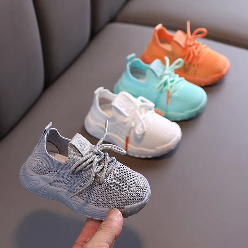 2020 Yeni Sonbahar Bebek Ayakkabıları Erkek Kız Toddler Ayakkabı Moda Nefes Örme Rahat Rahat 0-3 Yıl Bebek Çocuk Sneakers LJ201104