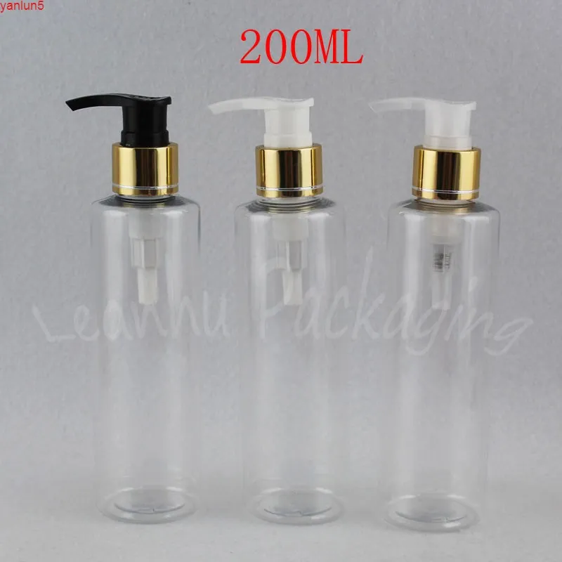Botella de plástico plana plana de 200 ml, 200cc, vacío, vacío, contenedor de ducha, gel / loción, sub-embotelladora (30 PC / lote) alta calidad