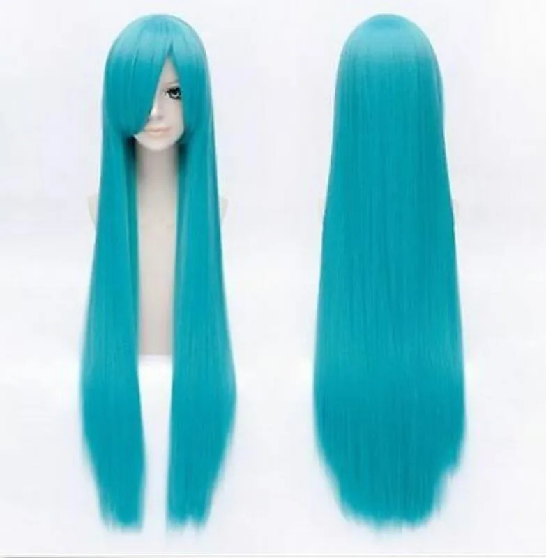 Charming Long Straight Stylish Turquoise Cosplay Wig Hair From