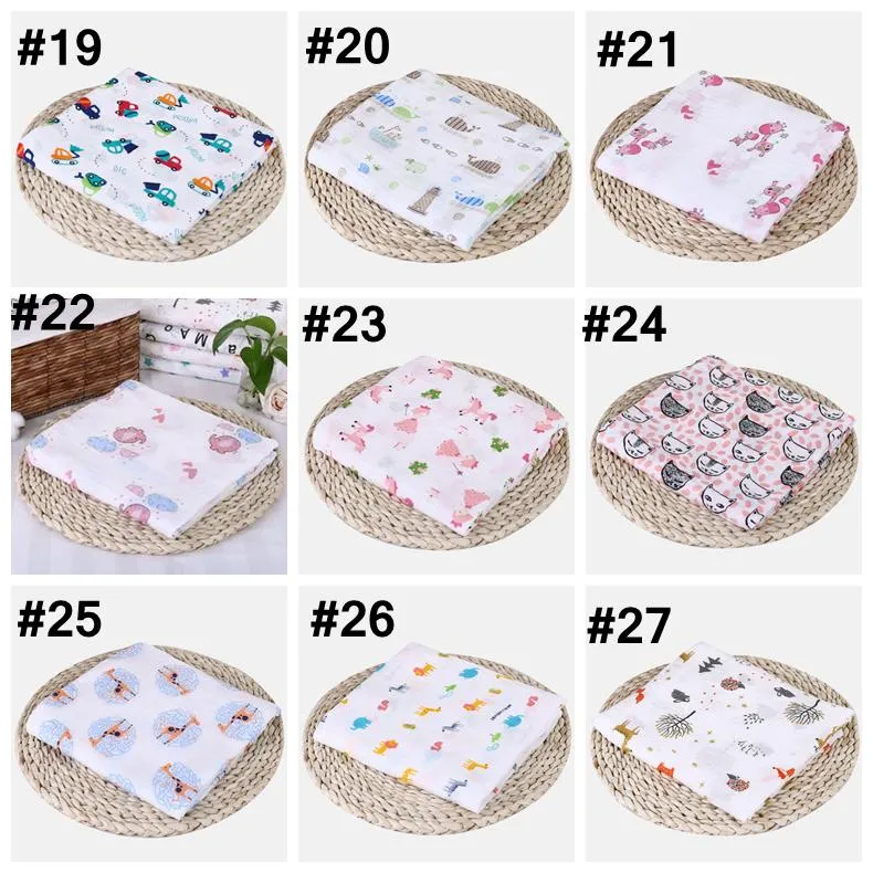 Muslin Baby Blanket Cotton Newborn Swaddles Bath Gauze Infant Wrap Kids Sleepsack Stroller Cover Play Mat 78 Designs YWY1387