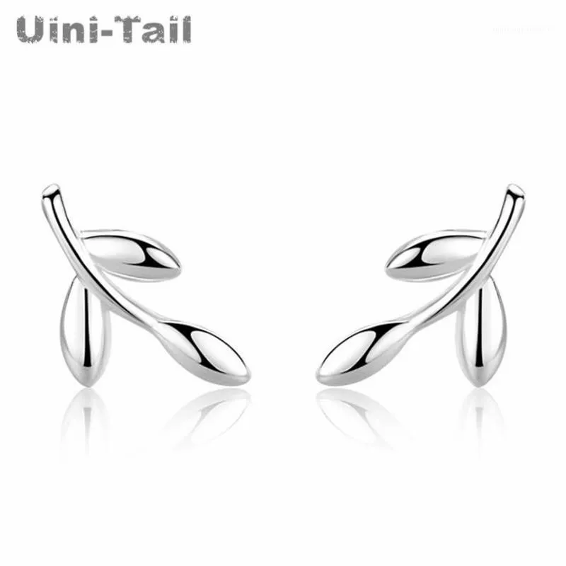 Stud Uini-Tail 925 Sterling Silver Sweet Leaves Earrings Small Fresh Art Fashion Tide Flow Hypoallergenic High Quality ED6241