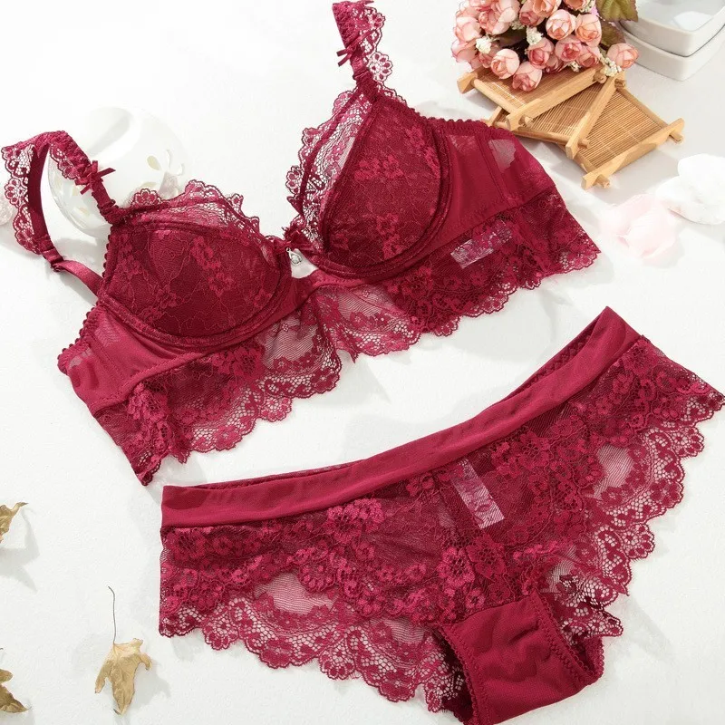 Buy VarsbabyWomen Linen Embroidery Lace Bra Sexy Lingerie for
