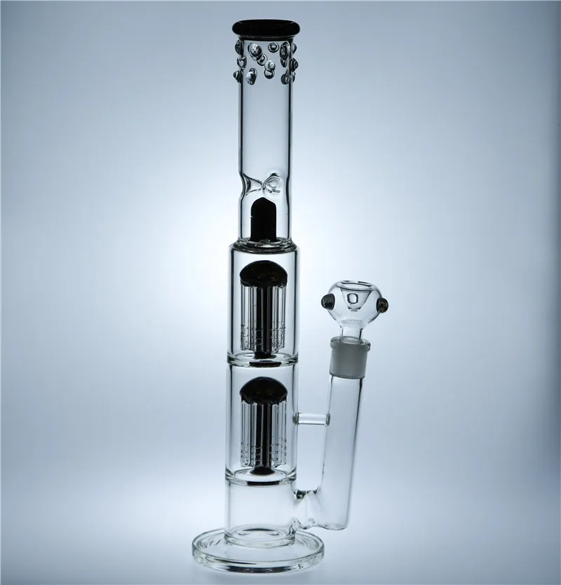 Wholesale Double Arm Tree Perc Glass Bong With Ice Notches And 18mm