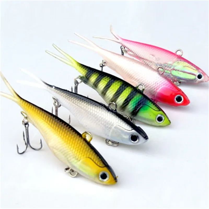 5Pcs Esche da pesca 95mm 20g Esche morbide esche in plastica morbida Jig Head Bait 201112