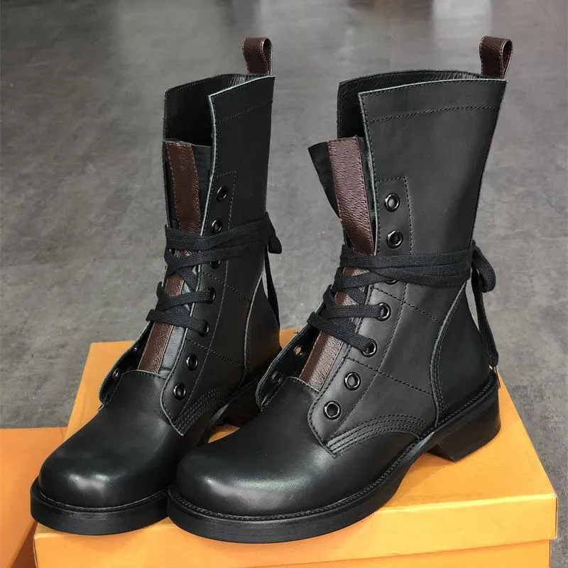 2020 New Metropolis Flat Ranger Combat boots Women Canvas Leather Ankle Boots winter Martin shoes Lace-up booties 2020