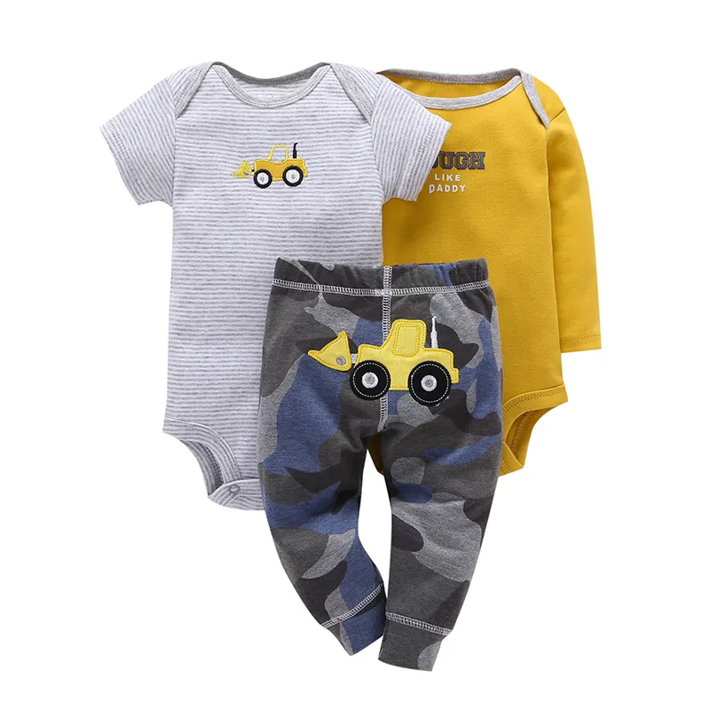 2020 infant newborn baby clothing set cotton long sleeve rompers letter+pants camouflage boy girl spring summer 3 pieces outfits