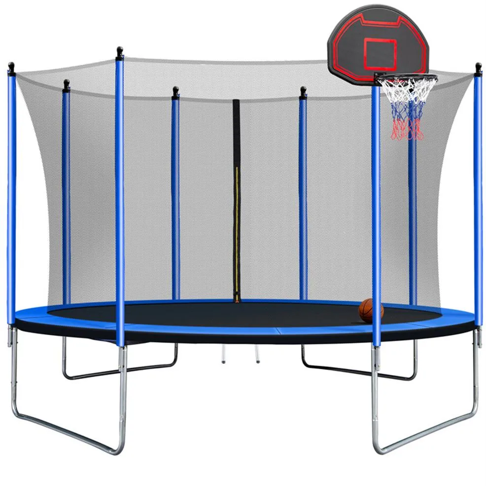 Trampolines de 10 pieds avec gonfleur de batteur de basket-ball et bleu d'échelle (boîtier de sécurité intérieure) Stock A23