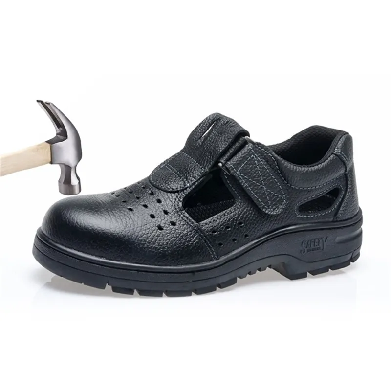 Scarpe antinfortunistiche Stivali da lavoro in pelle Sandali da uomo Estate Traspirante Punta in acciaio Sneakers Safty Designer anti-sfondamento Prevenire la puntura Y200915