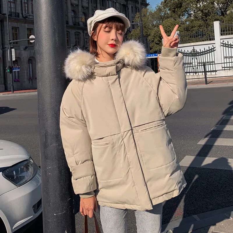 Winter Jacket Parkas Winter Womens Fashion Large Fur Collar Hooded Thick Cotton Down Jacket Russian Winter Coat 201201 From 131 67 DHgate