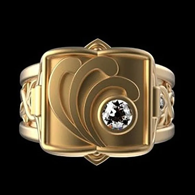 New Product Ring Hip Hop Punk 18K Gold Plated Men's Rings European and American Box Flip Ring Fashion Jewelry Supply209Z