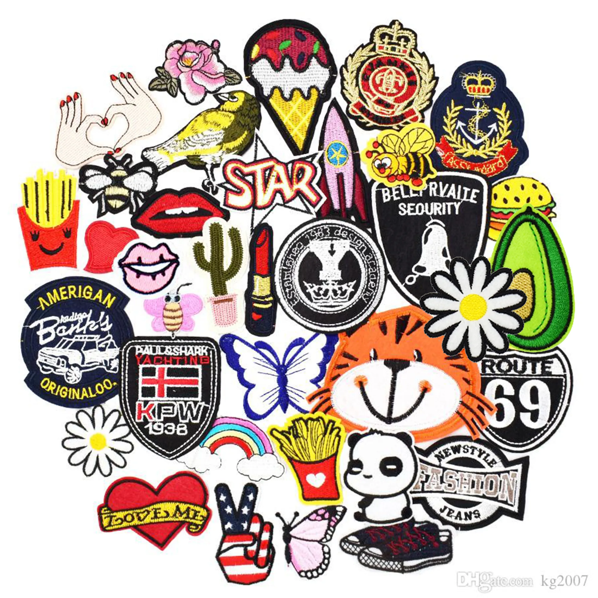 Diy patches for clothing iron embroidered patch applique iron on patches sewing accessories badge stickers for clothes bag 30pcs