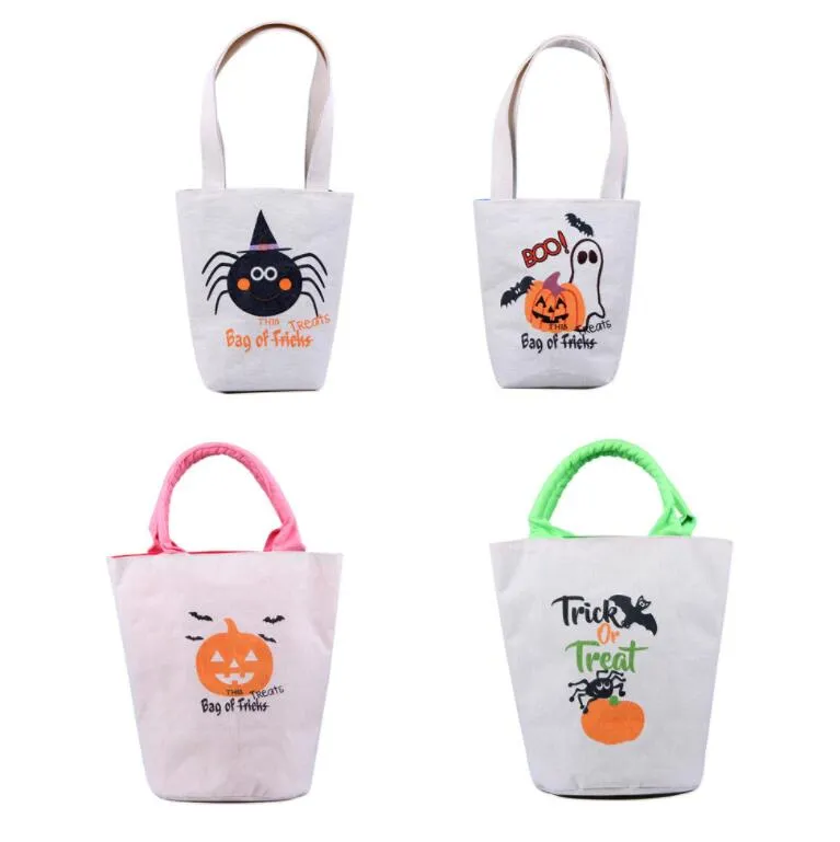 Helloween torebka prezentowa torba z dyni Sprinting Torby do przechowywania Helloween Decorations torebki nadrukowane bawełniane lniane worka do przechowywania LSK1496