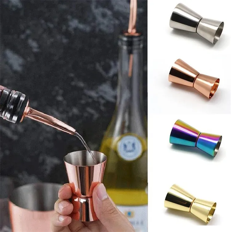 Misurino per vino in acciaio inossidabile caldo 15-30 ml 4 colori Bicchiere a doppia testa lucidato Bicchiere multifunzione per agitatore da bar 9062