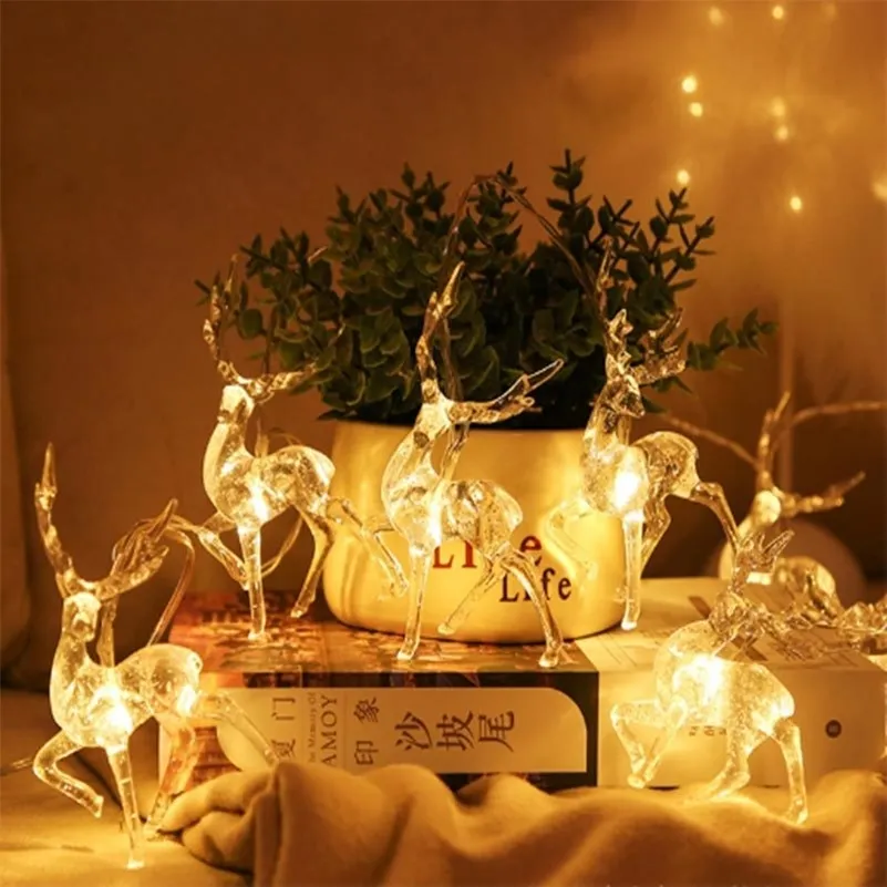 20LED 10LED Deer LED String Light Battery Operated Reindeer Indoor Decoration for Home Holiday Festivals Outdoor Xmas Party 201203